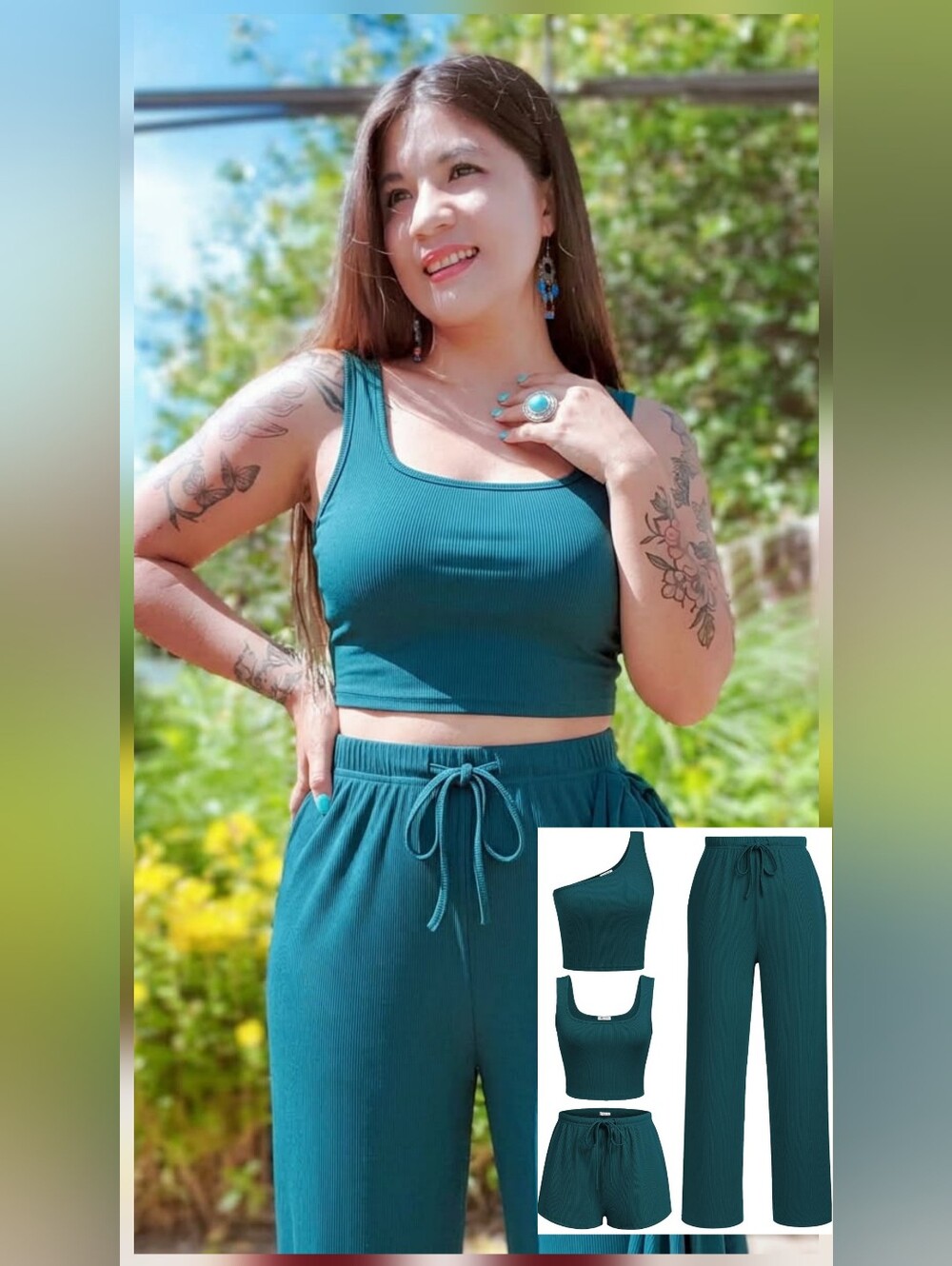 4pcs Casual Lounge Set - Tops, Shorts And Pants